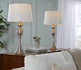Ashland 30" Contemporary Metal Table Lamp in Brushed Nickel with White Linen Shade from Grandview B202P224108
