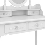 ZUN Modern Concise 4-Drawer 360-Degree Rotation Removable Mirror Dresser White（=20407644） 12174104