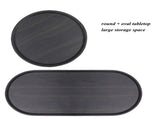 Round Coffee Table with Storage Tray 2 Tier Oval End Tables Wooden Small Side Table for Living Room 92560244