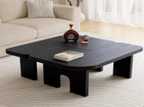 Modern Black Wooden Nesting Coffee Table Set, 70.86" Extendable Splicing Center Table for Living W2295P365033