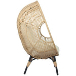 ZUN Patio PE Wicker Egg Chair Model 4 with Natural Color Rattan Beige Cushion and Side Table 63506051