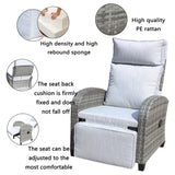 Outdoor Wicker Recliner Chair with Adjustable Backrest and Armrests,All Weather Conversation Chairs W209P292442