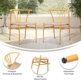 4PCS Weave Dining Chair, Mid-Century Modern Metal Rattan Chair for Kitchen Dining Living Room, Wood 93444531