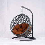 Cat Swing Bed with Stand & Cushion, Cat Egg Chair with Rattan Wicker Appearance, Indoor Hanging W2500P283885