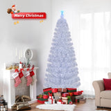 6 FT Pre-lit Christmas Tree, Artificial Fiber Optic Christmas Tree with Lighted Top Star and 220 93226894