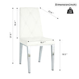 ZUN Modern simple light luxury dining chair White chair Home bedroom stool back PU electroplated chair W210122521