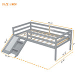 ZUN Twin Low Loft Bed with Slide, Ladder, Safety Guardrails, No Box Spring Needed,Grey 87862463