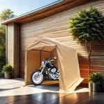 ZUN 7x8 ft Outdoor Portable Gazebo Storage Shelter Shed with 2 Roll up Zipper Doors & Vents Carport for W2373P186908