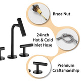 Two Handles Widespread 8 inch Bathroom Matte Black 3 Pieces Basins Lavatory Sink W1217P298894