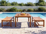 44" Teak Oil Hardwood Backless Outdoor Bench, 530 LBS Load Capacity Patio Dining Bench 35290788