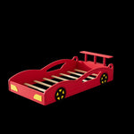 ZUN Wooden Race Car Bed,Car-Shaped Platform Twin Bed with Wheels For Teens,Red & Yellow WF310553AAJ