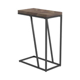 ZUN Rustic Tobacco Herringbone and Sandy Black Accent Table B062P153914