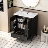 30" Bathroom Vanity with Sink Vintage Style, Multi-functional Storage Space, Door Shelf, N759P218644B