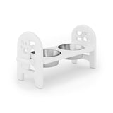 White Adjustable Pet Bowl Travel Ready HDPE Durable Poly Lumber Recycled B195P235823