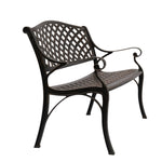 ZUN 40.5" Outdoor Cast Aluminum Bench With Mesh Backrest Seat Surface 24289313