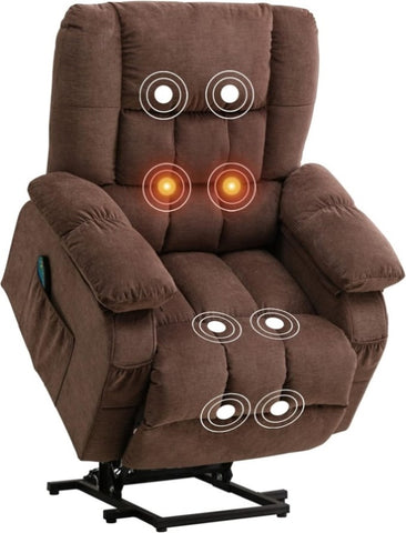 ZUN Power Lift Recliner Chair Recliners for Elderly Heat and Massage Recliner Chair for Living Room W1521P182423