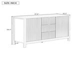 U_STYLE Sideboard with Wave Design - 3 Adjustable Shelves, 3 Drawers & Soft-Close Doors, Storage N711P269066C
