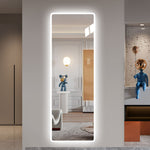 ZUN Full Length Mirror Lighted Vanity Body Mirror LED Mirror Wall-Mounted Mirror Big Size Rounded W2709P178826