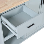 ZUN K&K Kitchen Island with Foldable Counter Top, Kitchen Storage Cart with Slide-Out Shelf, Towel Rack N707P173036G