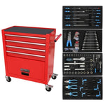 ZUN 4 Drawers Tool Cabinet with Tool Sets-RED 97376560