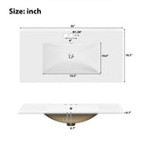 36 " Bathroom Vanity Organizer with Ceramic Sink, Set Bathroom Storage Cabinet,Antique White N729P255666K