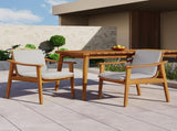 Outdoor Dining Chairs Set of 2, Teak Color Acacia Wood Frame, Brown PE Wicker, Grey Waterproof N779P280043G