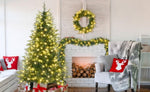 ZUN 6FT Pre-Lit Aspen Fir Artificial Christmas Tree with Wreath & Garland,Grass Green Xmas Tree with 380 N704P198430F