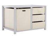 Gray painted pine wood frame children's bed with removable top, 87*53*87.5cm, includes 3 fabric 29031768