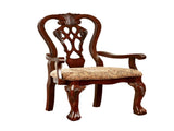 Formal Classic Set of 2pc Arm Chairs Dining Room Cherry Solid wood Damask Print Fabric Seat B011P248054