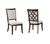 Traditional Dining Side Chairs Set of 2pc, Cherry Finish Wooden Beige Upholstered Seat Formal Chairs B011P309916