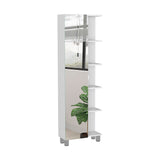 Urano Mirror Linen Cabinet, Four Interior Shelves, Five External Shelves -White B07091993