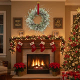 24" Christmas Pine Wreath Pinecone & Greenery Holiday Door Decoration Pre-Lit or Natural Style for 80231284