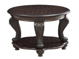 22'' Two Tone Round End Table,Solid Wood Sofa Side Table with Shelf,Living Room Corner Table Easy 04247644