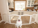 27.6" Height Tall Freestanding Pet Gate, 4 Panels Foldable Dog Gate, Solid Wood Folding Safety Fence W808P255672
