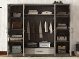 4-Door Wardrobe with 1 Drawer, Gray 97453152