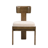 Upholstered Dining Chairs Set of 2, Fabric Side Chairs with Beige Seating Light Brown Solid Rubber N779P236964A
