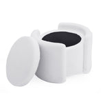 ZUN Cozy Boucle Storage Ottoman: Stylish Comfort with Hidden Storage, White N769P199879W