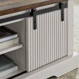 41.3 Inch Coffee Table Storage and Sliding Wood Door, Farmhouse and Industrial Cocktail Table W1781P268238