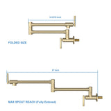 Pot Filler Faucet - Wall Mount Kitchen Sink Faucet Folding Stretchable with Single Hole Two Handles, W1243P262577