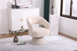 ZUN Swivel Accent Chair Armchair, Round Barrel Chair in Fabric for Living Room Bedroom, Beige 02903159