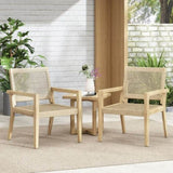 Outdoor Wicker and Acacia Wood Club Chairs, Set of 2, Light Multibrown and Light Brown, 34'' H X 74228.00MLBRN