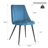 Modern blue velvet dining chair, fabric upholstery chair, black metal chair feet for home living W210P225908