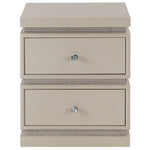 ZUN Ivory 2-Drawer Accent Table with Faux Diamonds Border B062P209098