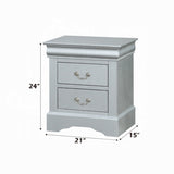 Wooden Nightstand with 2 Drawers in Platinum Finish B016P253463