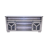 65.3" TV Stand with LED light strips and Iron mesh barn door Y decorative strip country grey W1412P271801