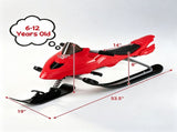 2-in-1 Kids Snow Racer Sled with Tow Rope, 30&deg Steering & Dual Foot Brakes Downhill Ski Sled, 01237271