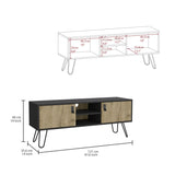 ZUN Huna Hairpin Legs TV Stand, Dual-Tone with 2 Doors and Open Shelves B200P173203