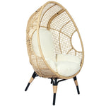 ZUN Patio PE Wicker Egg Chair Model 4 with Natural Color Rattan Beige Cushion and Side Table 63506051