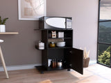 DEPOT E-SHOP Opal Kitchen Cart, Single Door Cabinet, Four Casters, Black B097133124