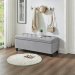 ZUN Upholstered tufted button storage bench ,Linen fabric entry bench with spindle wooden legs, Bed W2186P151309